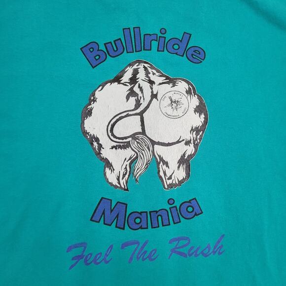 Vintage 90s Bull Ride Rodeo Shirt XL 23x27 Dave-Martins Championship Bull Rider - Picture 9 of 15